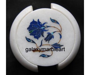 Decorative marble inlay handicraft coaster set 3.5" Cs-37